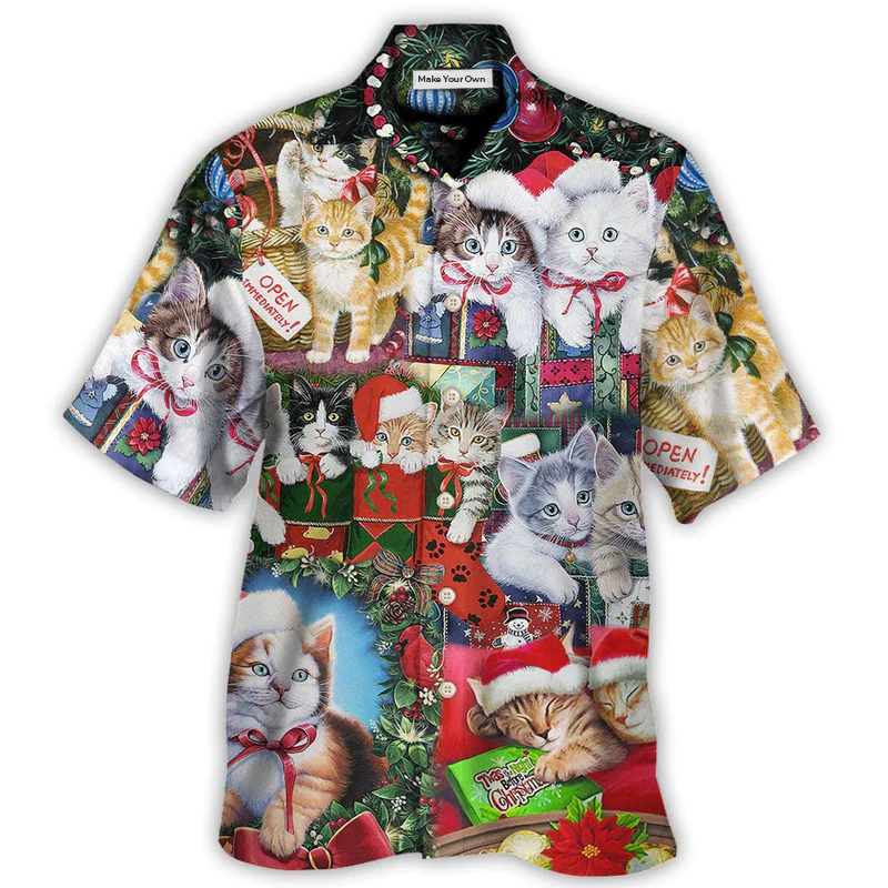 Cat Christmas Tree Merry Xmas - Hawaiian Shirt