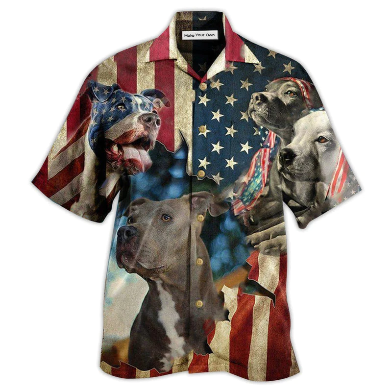 Pitbull Dogs Protected By American - Hawaiian Shirt