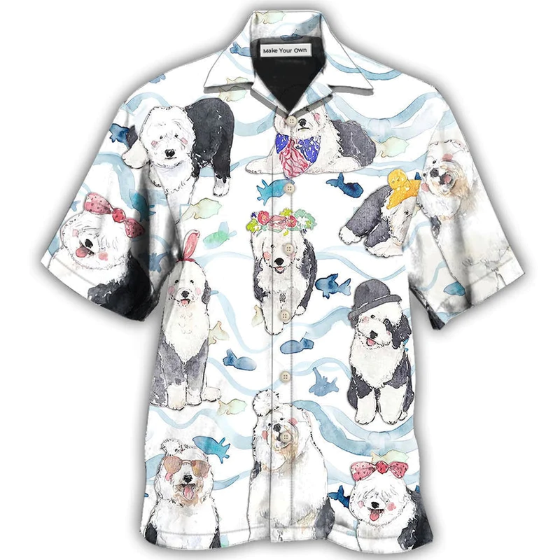 Old English Sheepdog Dog So Cute Art - Hawaiian Shirt