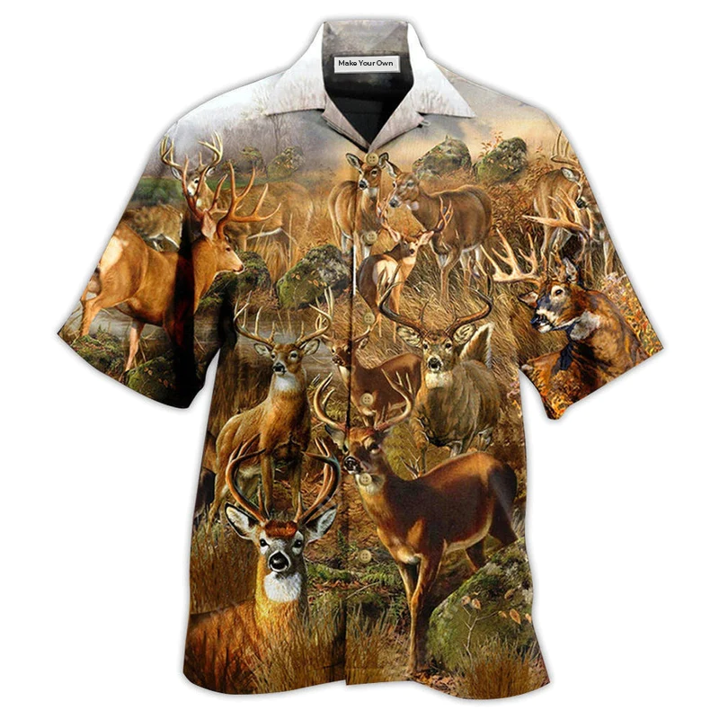 Deer In The Dry Forest With Vintage Style - Hawaiian Shirt