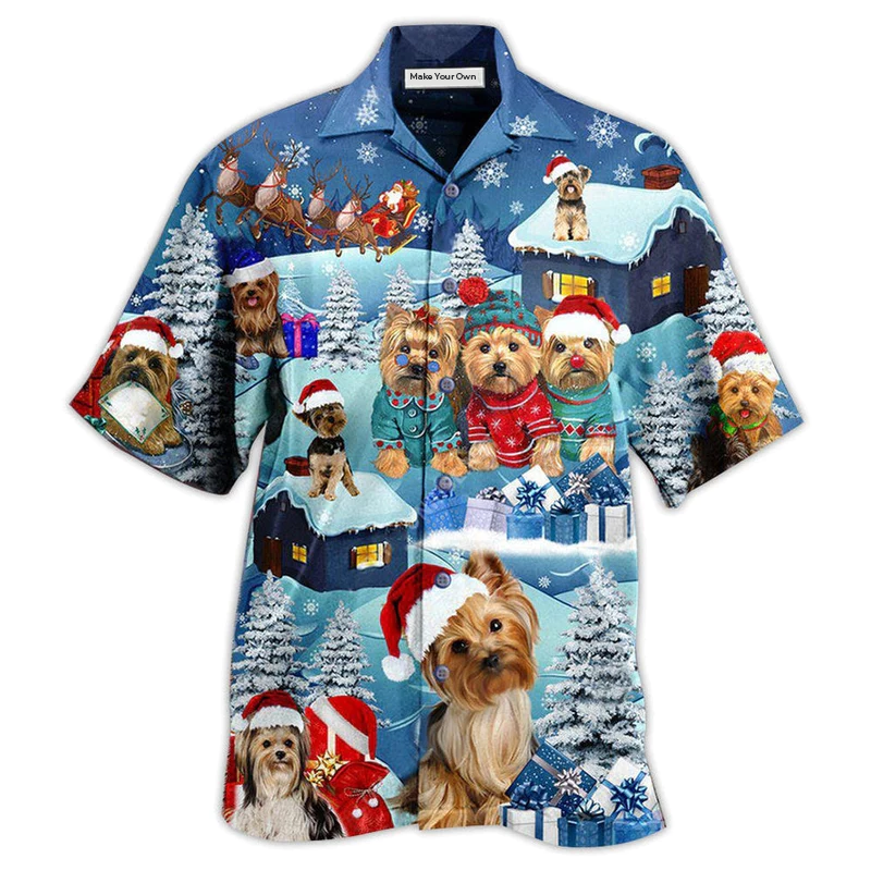 Yorkshire Terrier Through The Snow Merry Christmas - Hawaiian Shirt