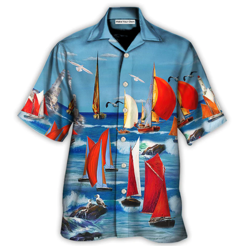 Yacht Colorful Cutter Blue Sky - Hawaiian Shirt
