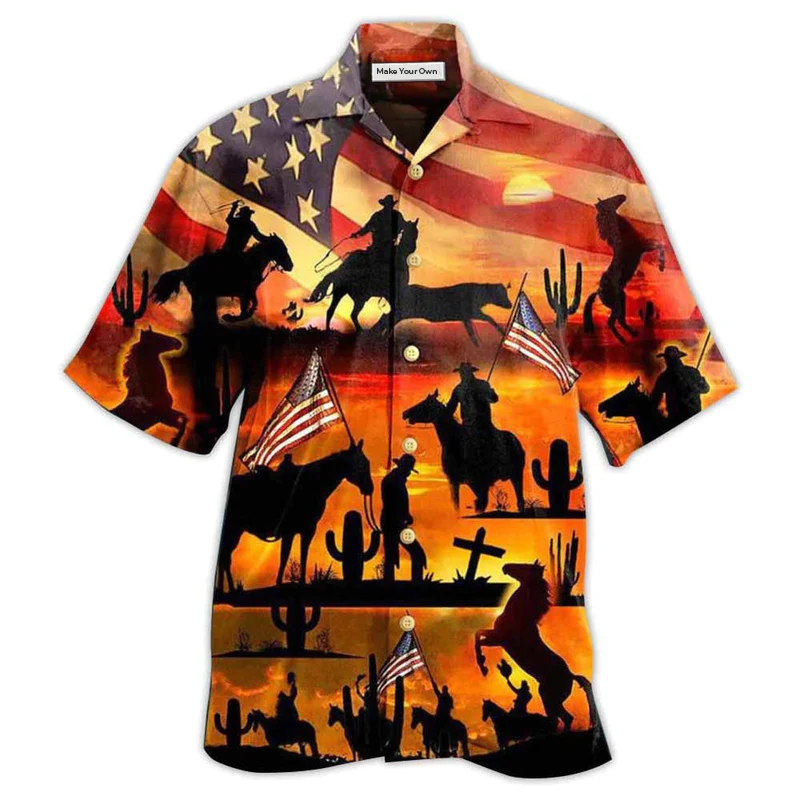Cowboy American Love Life Sunset - Hawaiian Shirt