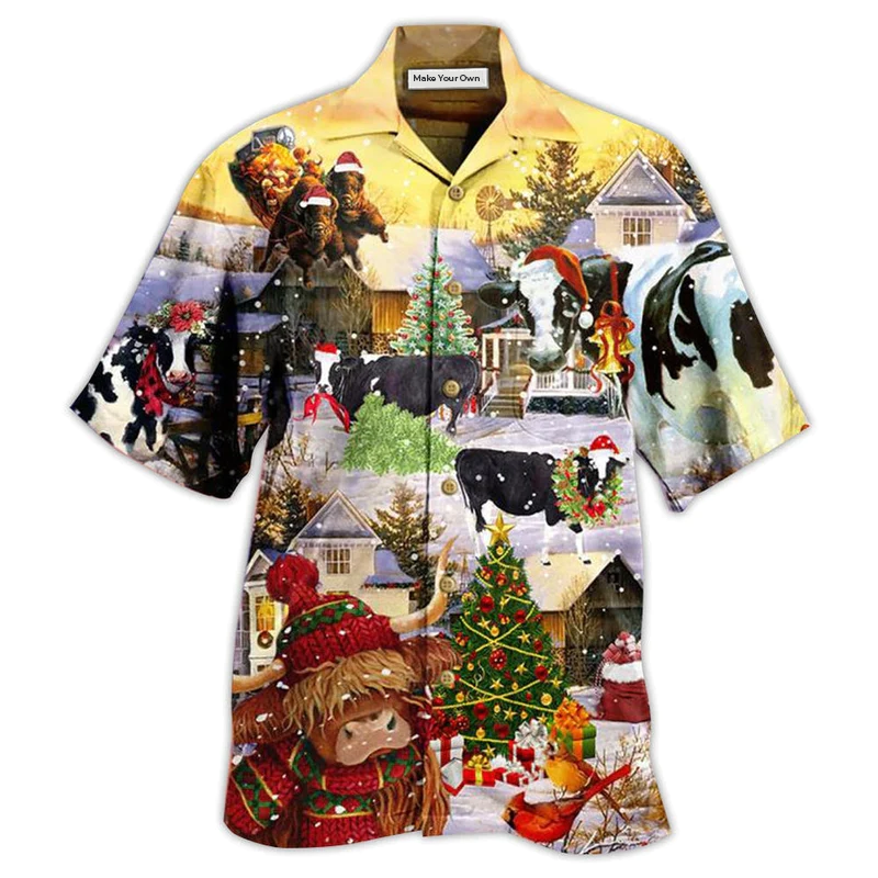 Cow Christmas Love Animals Love - Hawaiian Shirt