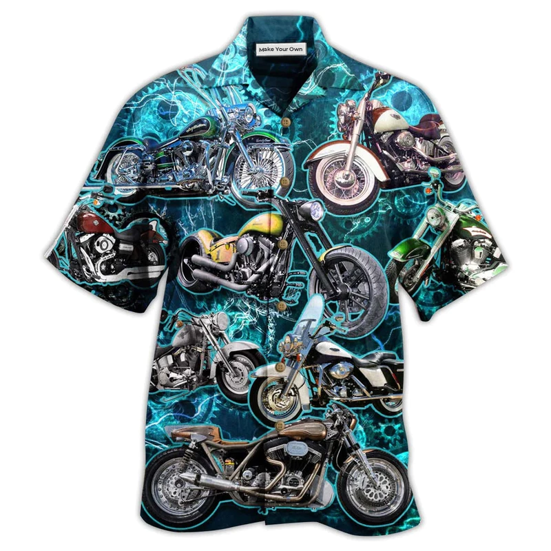 Motorcycle Love Life Blue Style - Hawaiian Shirt