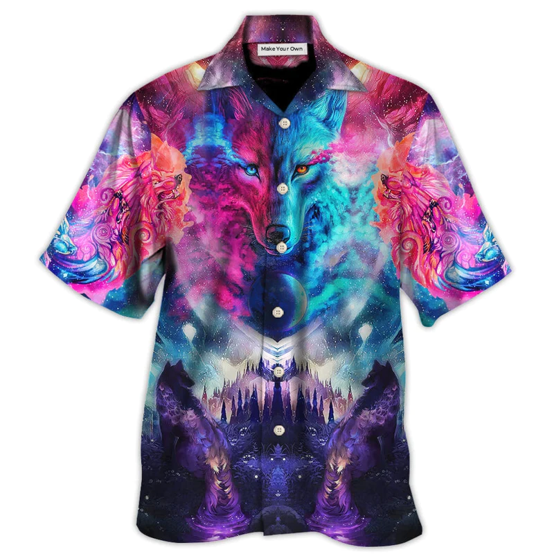 Wolf Colorful Loves Over Night - Hawaiian Shirt