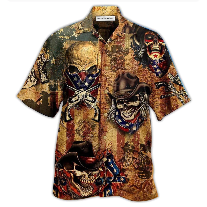 Cowboy Skull America Vintage Style - Hawaiian Shirt