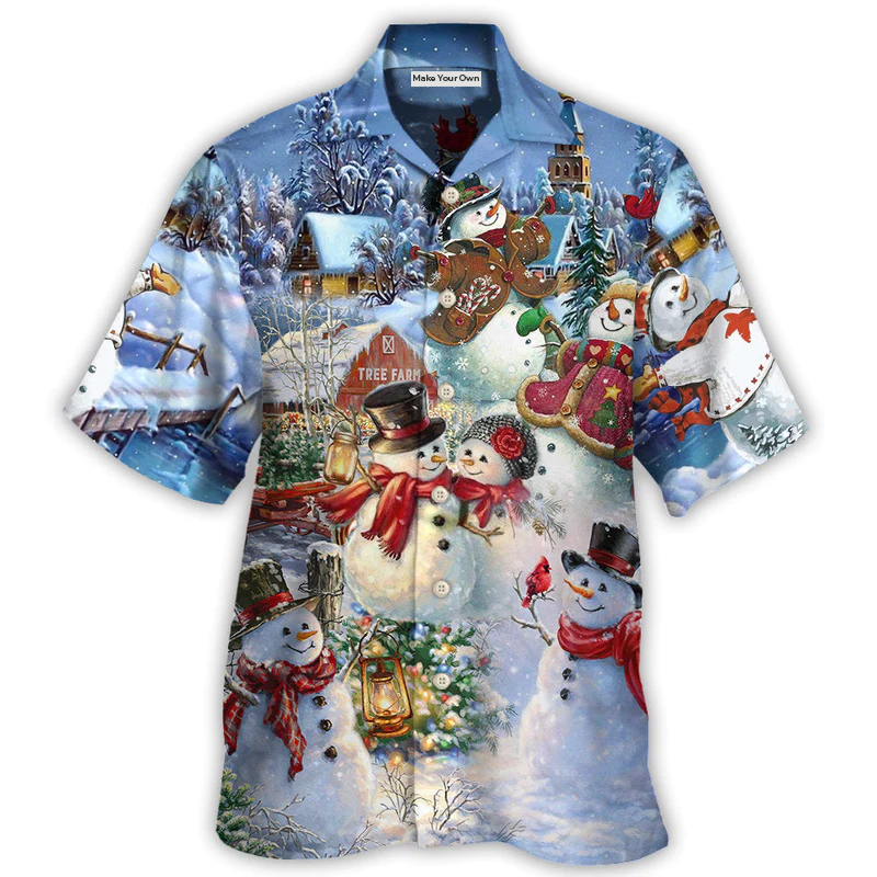 Christmas Snowman Lover Happy Couple Snowman - Hawaiian Shirt