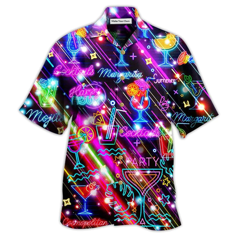 Cocktail Happy Hour Neon Style Amazing - Hawaiian Shirt