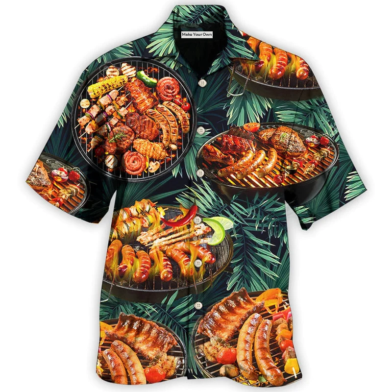 BBQ Grilled Tropical Leaf Style - Hawaiian Shirt