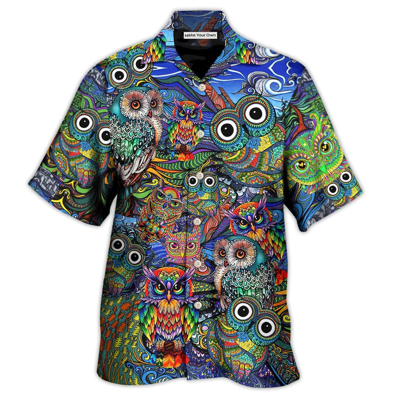 Hippie Owls Peace Life Mix Color Nice Style - Hawaiian Shirt