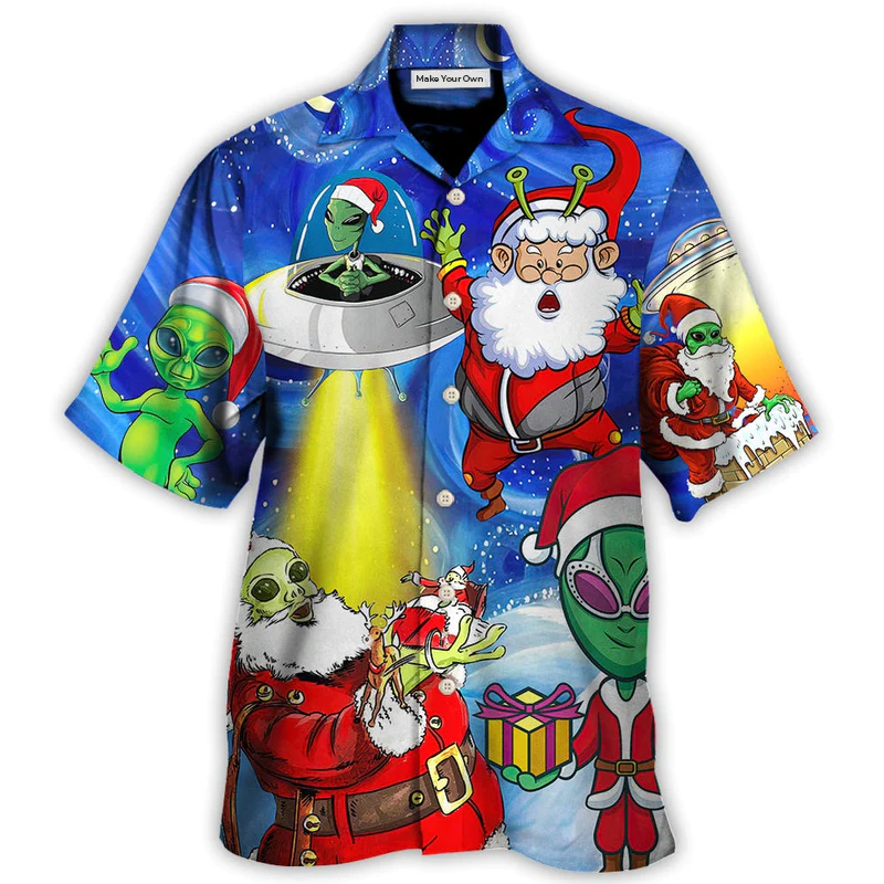 Christmas Santa Is An Alien Magic Night Funny - Hawaiian Shirt