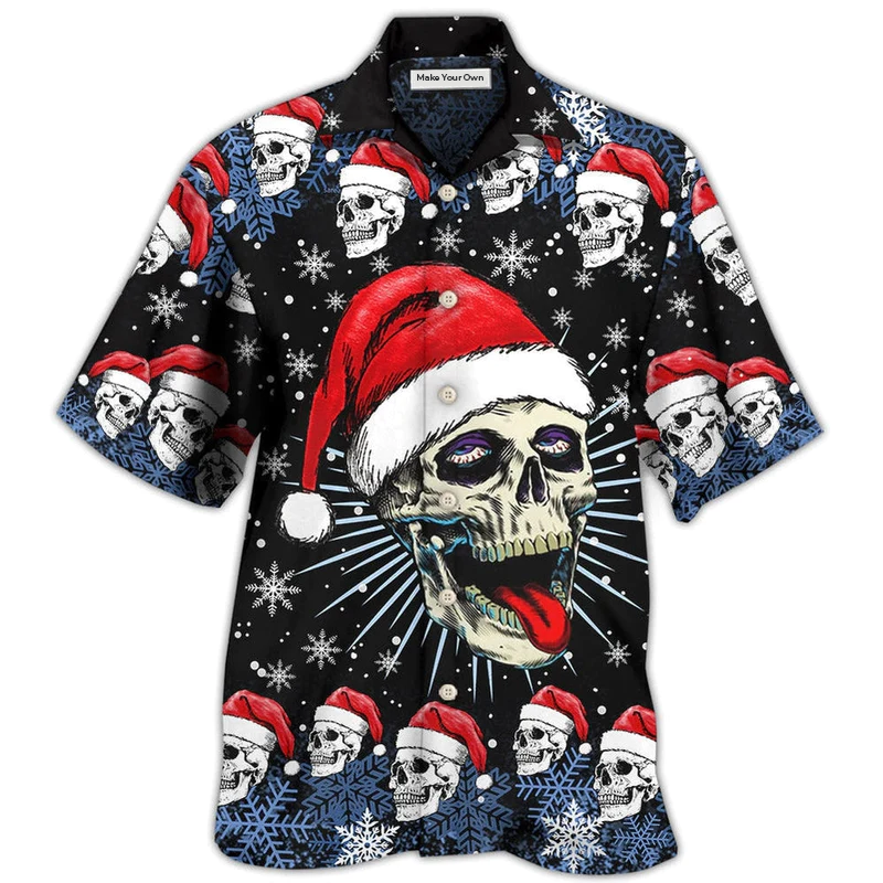 Skull Christmas On The Naughty Listand I Regret Nothing - Hawaiian Shirt