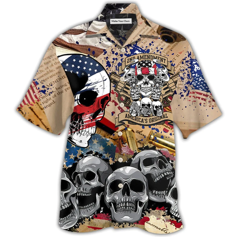 America 2nd Amendment Skull - Hawaiian Shirt
