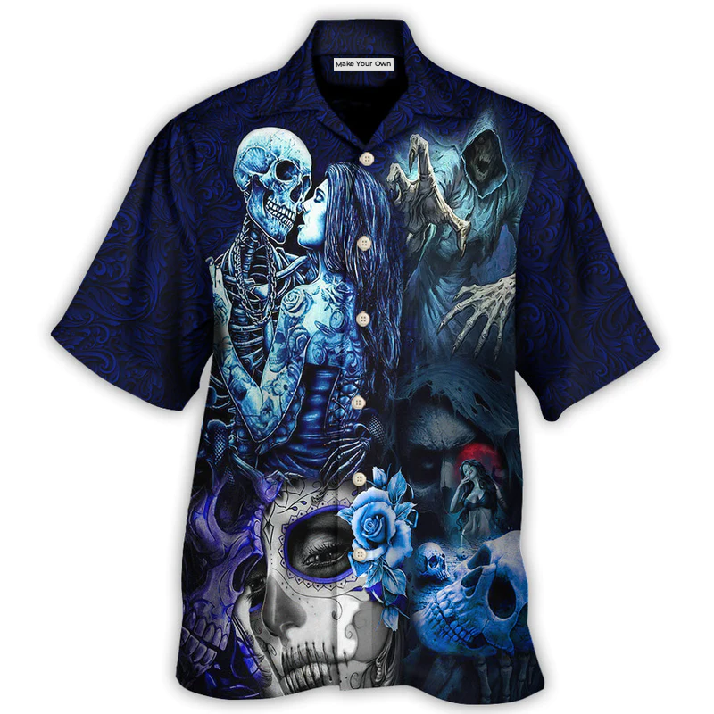 Skull Death Love In Heart - Hawaiian Shirt