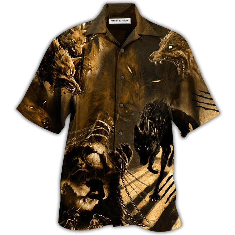 Wolf Darkness Scary - Hawaiian Shirt
