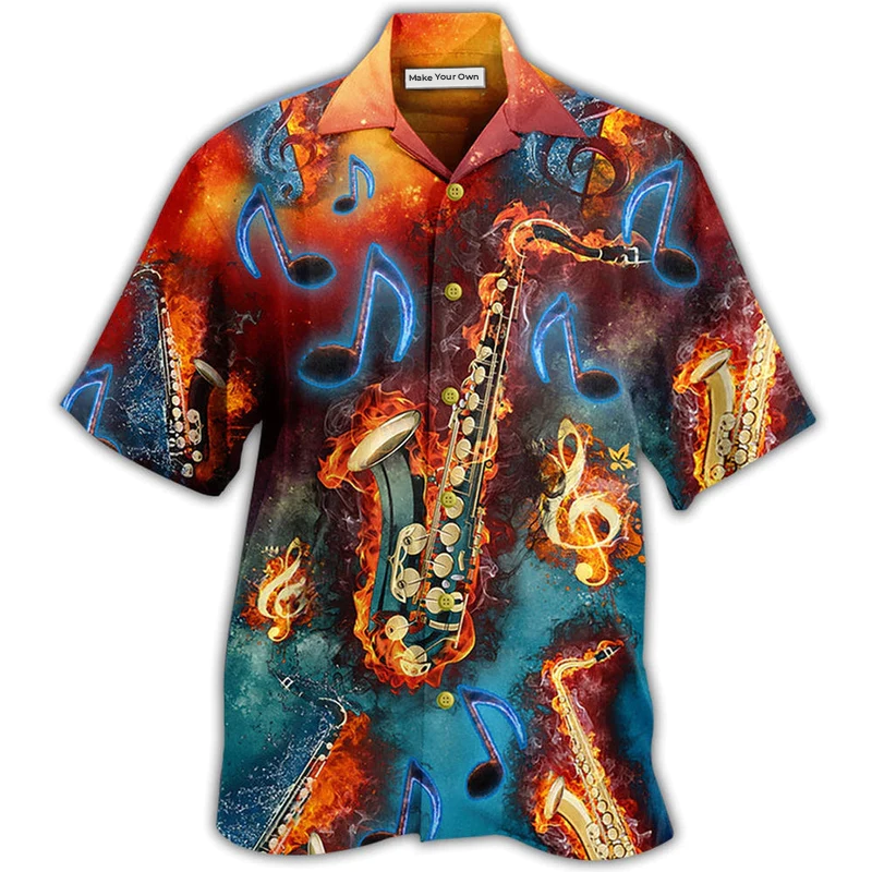 Saxophone Music Love It Red Black Blue - Hawaiian Shirt