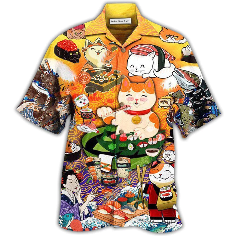 Cat Keep Calm And Eat Sushi - Hawaiian Shirt