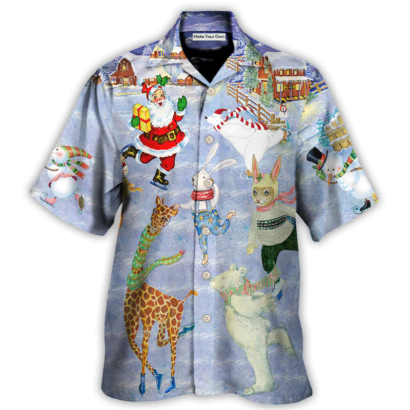 Christmas Holiday Ice Skating Party Animal - Hawaiian Shirt