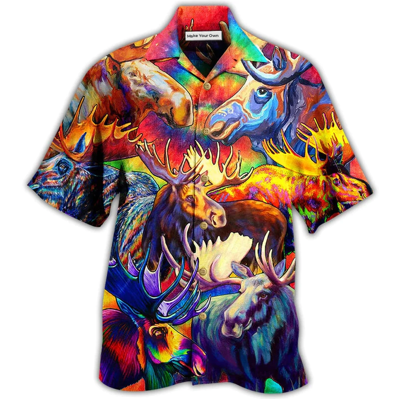 Moose Beautiful Painting Color Style - Hawaiian Shirt