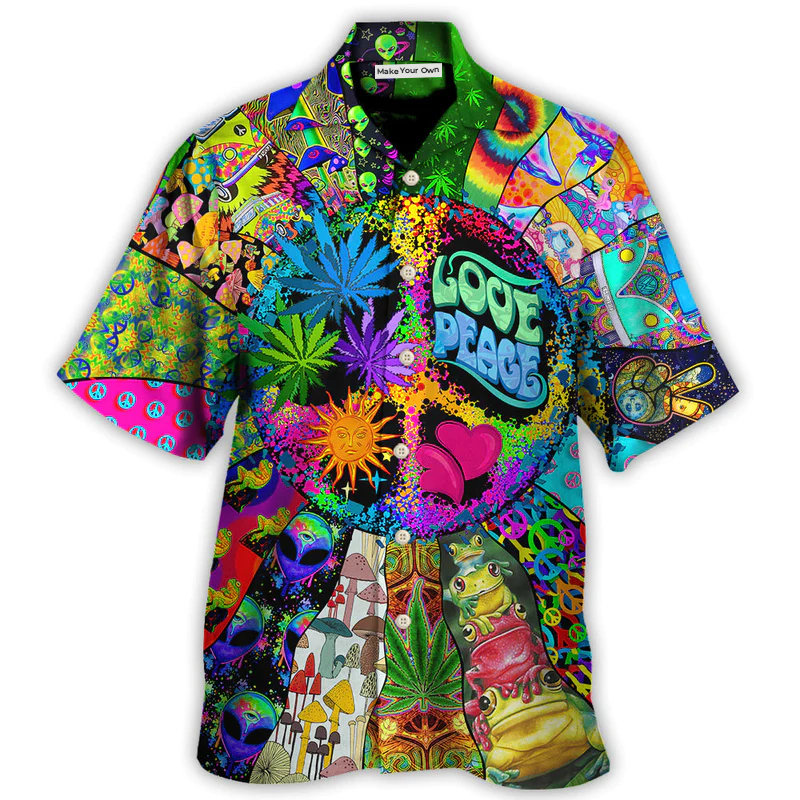 Hippie Alien Frogs Love Peace Amazing Style - Hawaiian Shirt