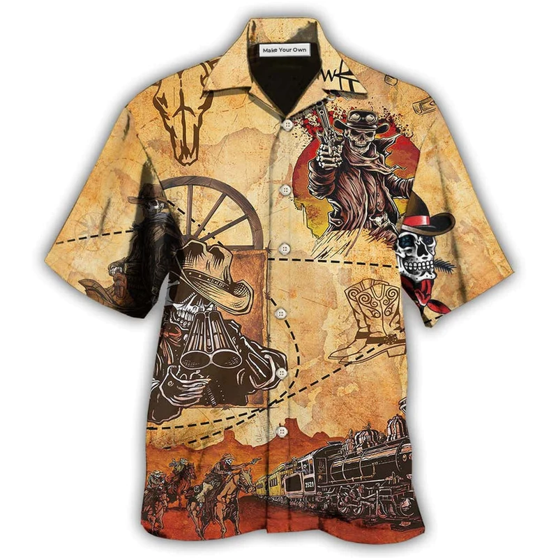Cowboy Skull Love Cool Vintage - Hawaiian Shirt