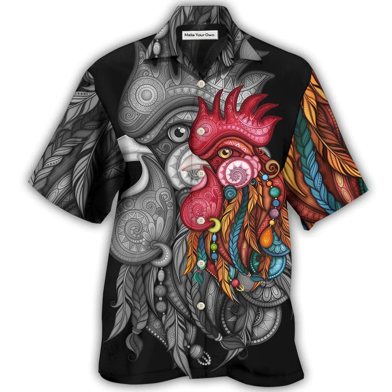 Chicken Rooster Black And Color - Hawaiian Shirt