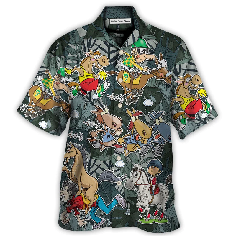 Horse Racing Funny Art - Hawaiian Shirt