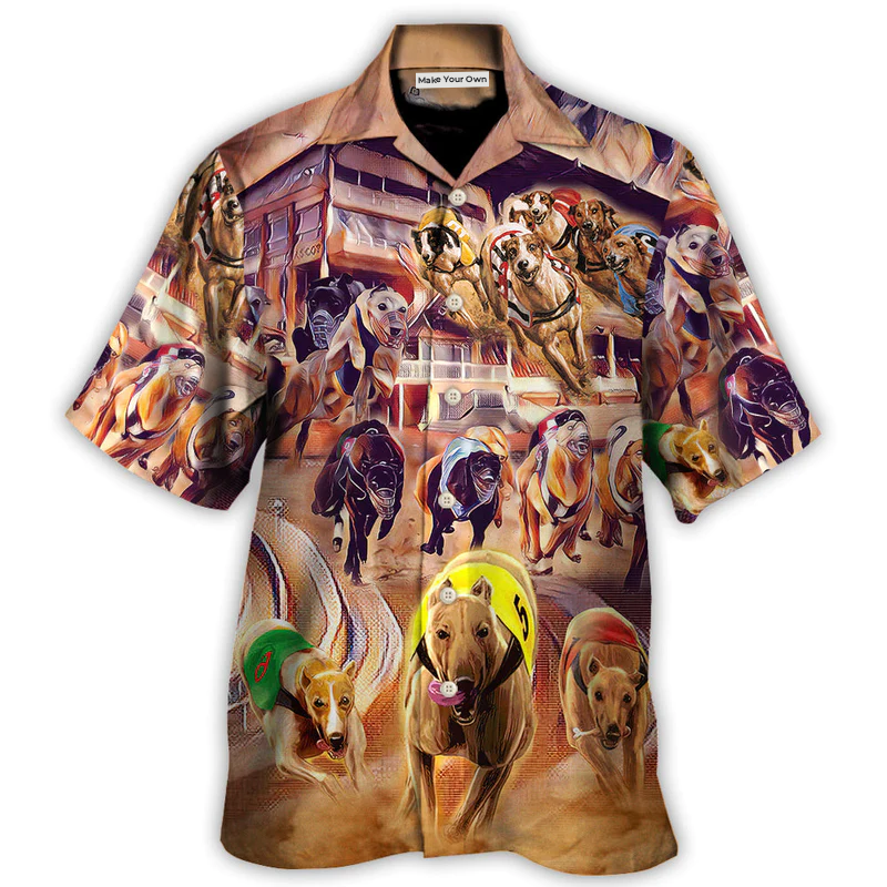 Dog Racing Painting We Love Dog Racing Greyhound - Hawaiian Shirt