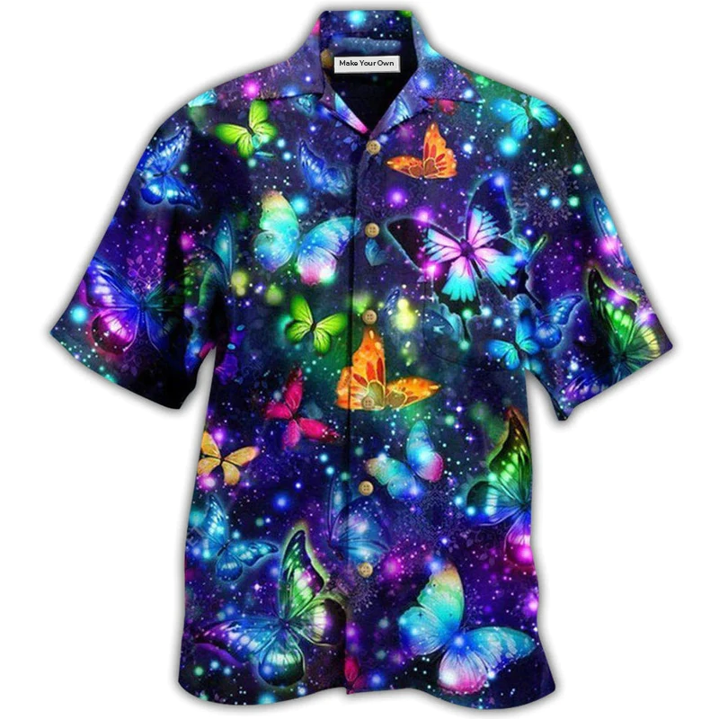 Butterfly Colorful In Dark - Hawaiian Shirt