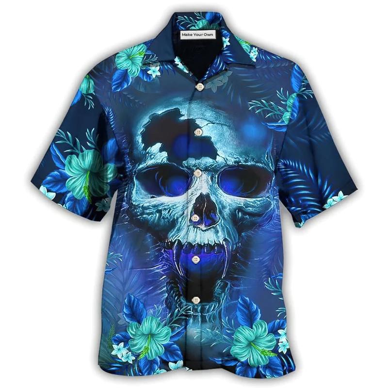 Skull Blue Hello Summer Style - Hawaiian Shirt