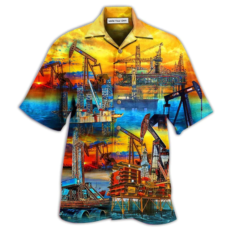 Oil Sunset At The Oil Field - Hawaiian Shirt