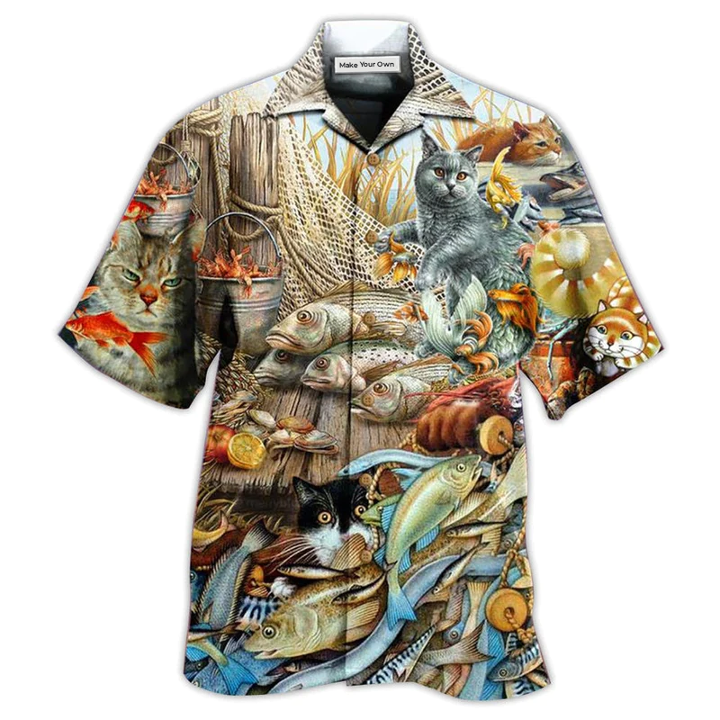 Cat Love Fish Delicious Meal - Hawaiian Shirt