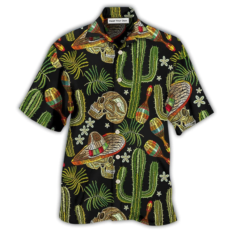 Skull Mexican Skull Black Style - Hawaiian Shirt
