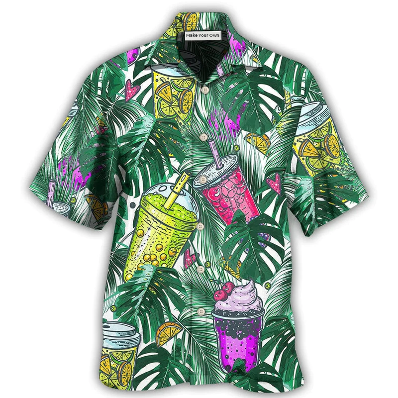 Tea Boba Tea Tropical Leaf - Hawaiian Shirt