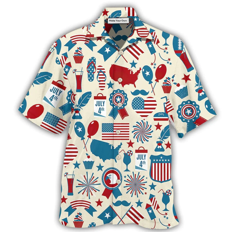 America Independence Day Fourth of July Independence Day Symbols - Hawaiian Shirt