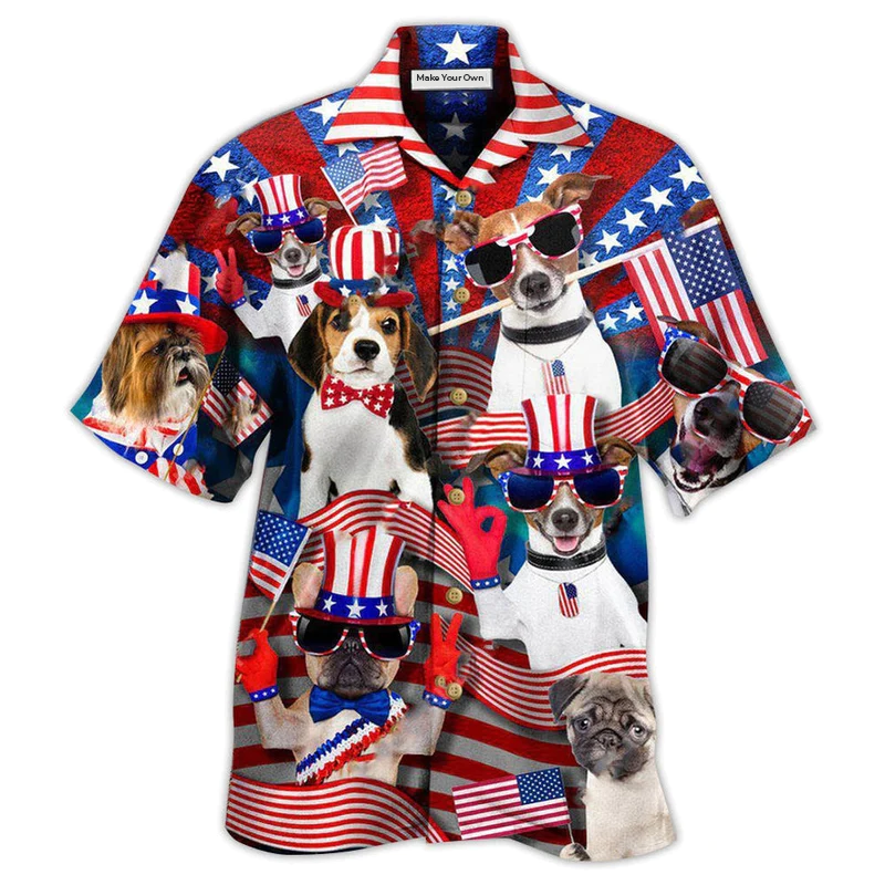 Dogs Patriotic America - Hawaiian Shirt