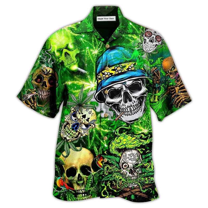 Skull Smile Love Green Cool - Hawaiian Shirt