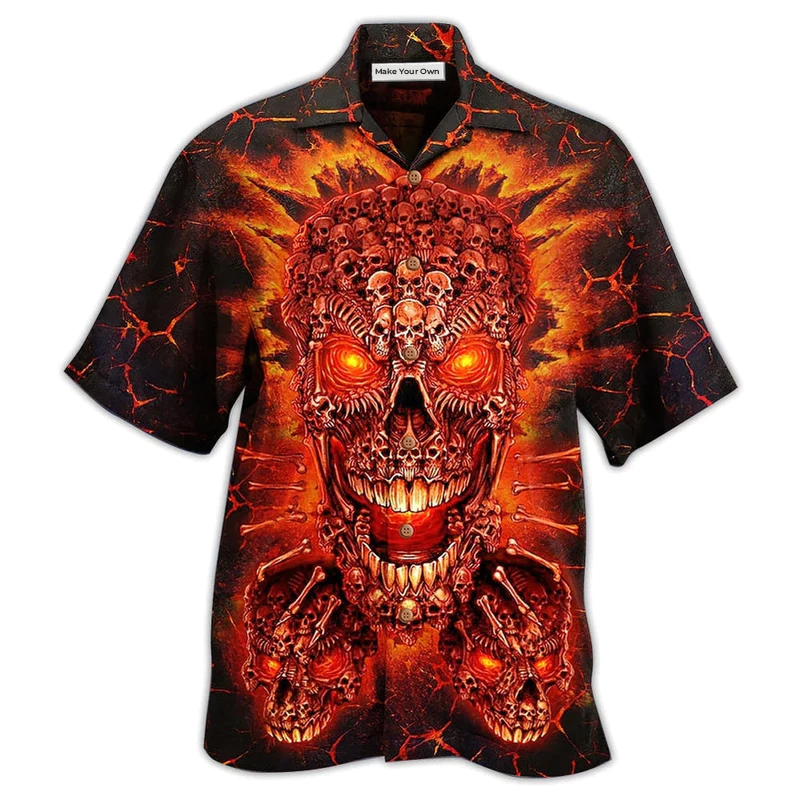 Skull Fire Love Red Smile - Hawaiian Shirt