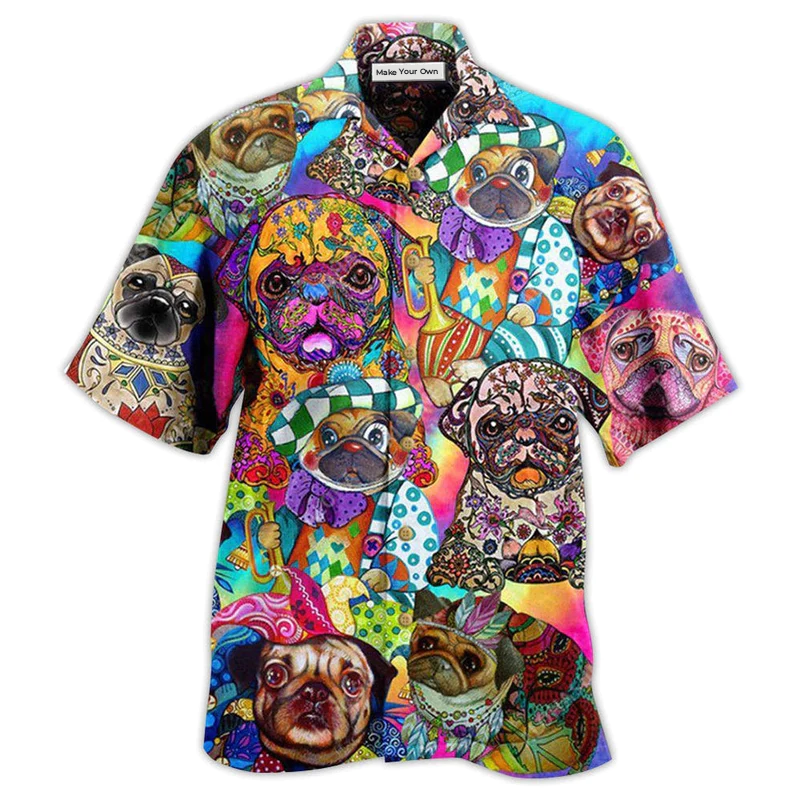Pug Dogs Colorful Cute - Hawaiian Shirt