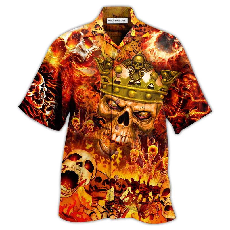 Skull King On Fire - Hawaiian Shirt