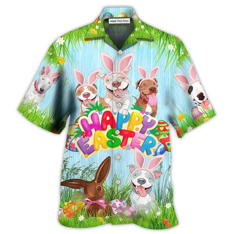 Eatser Happy PitBulls Funny - Hawaiian Shirt