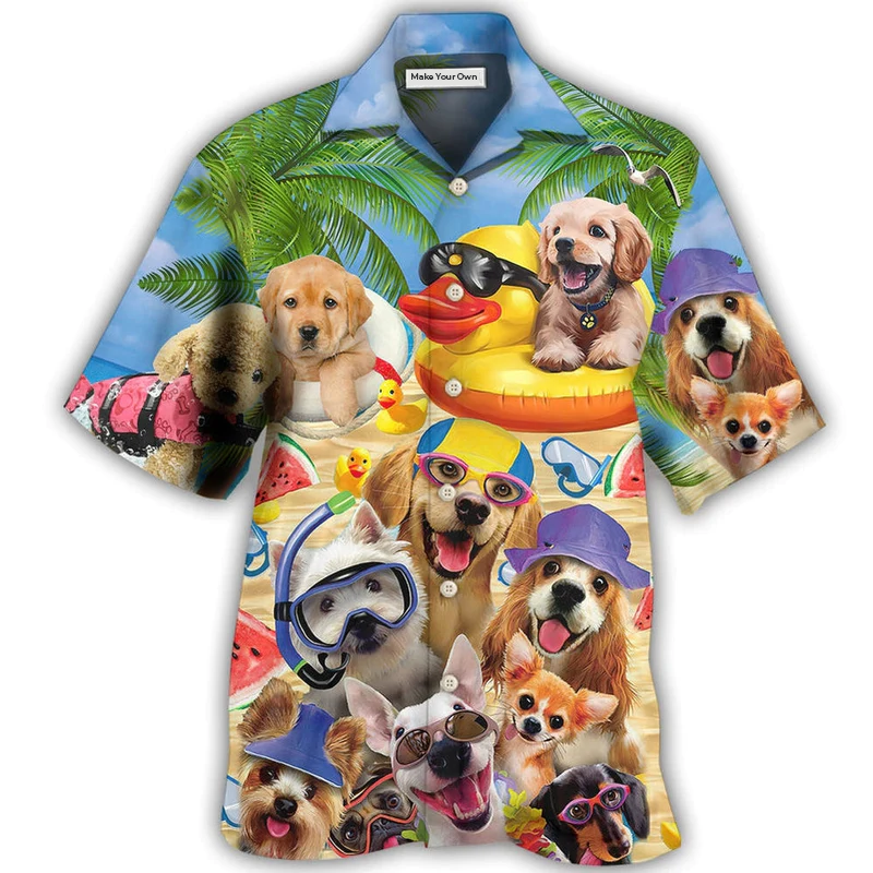 Dogs Funny Summer Of Happy Puppies - Hawaiian Shirt