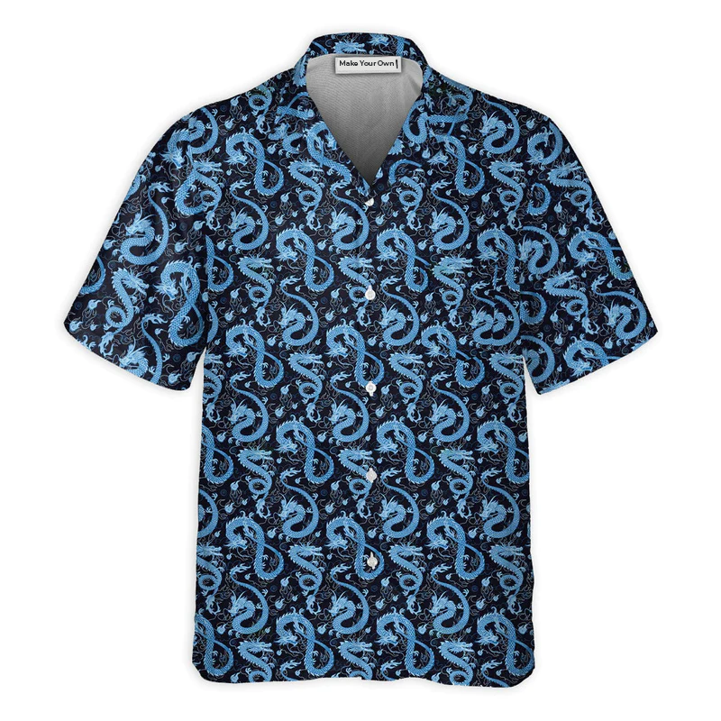 DnD Dragon Black And Blue Style - Hawaiian Shirt