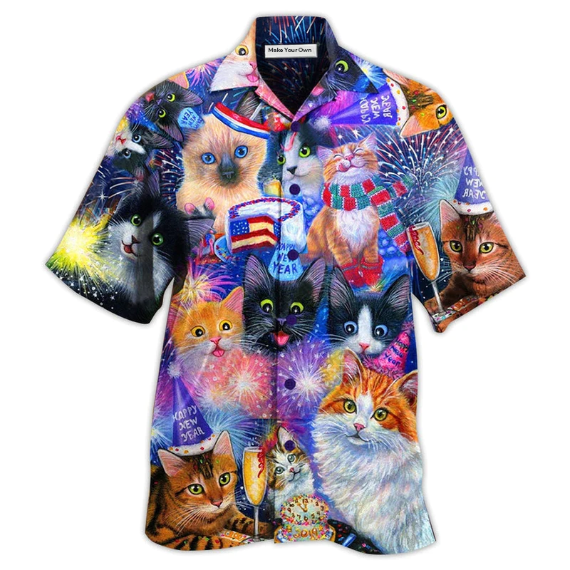 Cat Wish You Happy New Year - Hawaiian Shirt