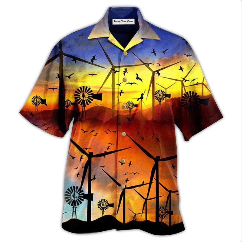 Wind Turbine A Green Planet Is A Clean Planet - Hawaiian Shirt