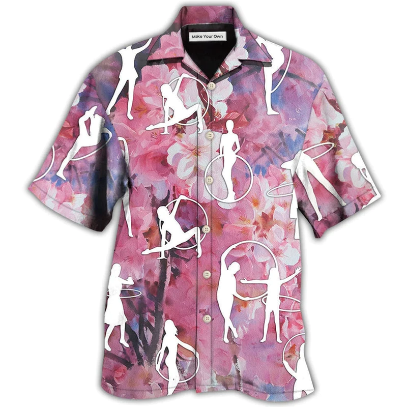 Hula Hoop Floral With Pink Color - Hawaiian Shirt