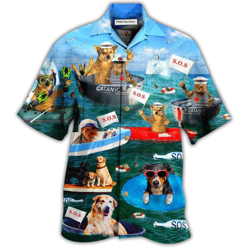 Dogs And Cats Funny Team - Hawaiian Shirt
