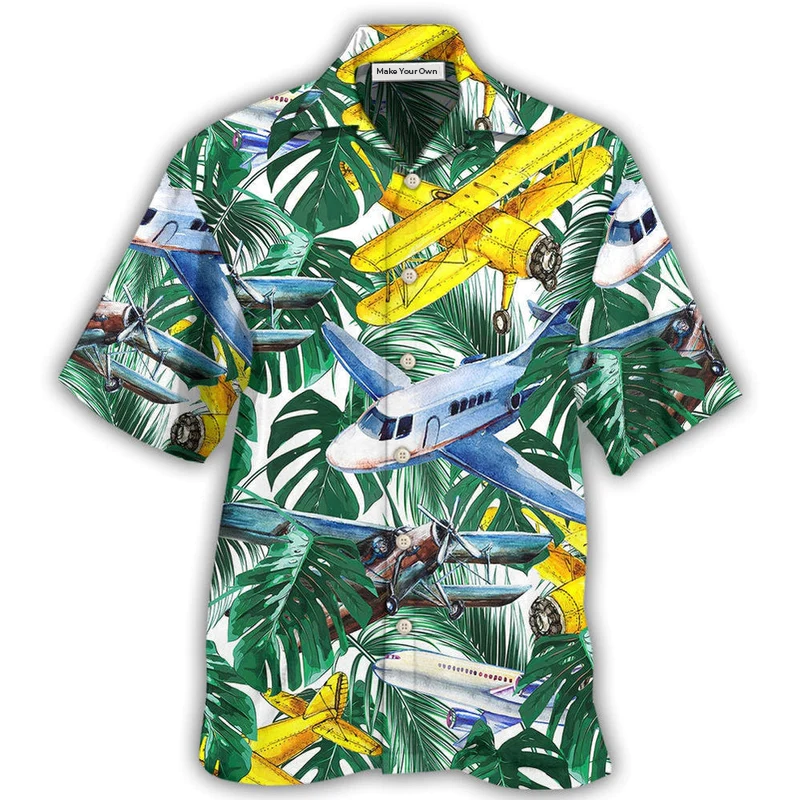 Airplane Tropical Leaf Wish Right Now - Hawaiian Shirt
