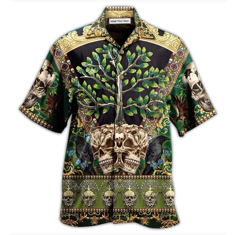 Skull Trees Style Love Green Cool - Hawaiian Shirt